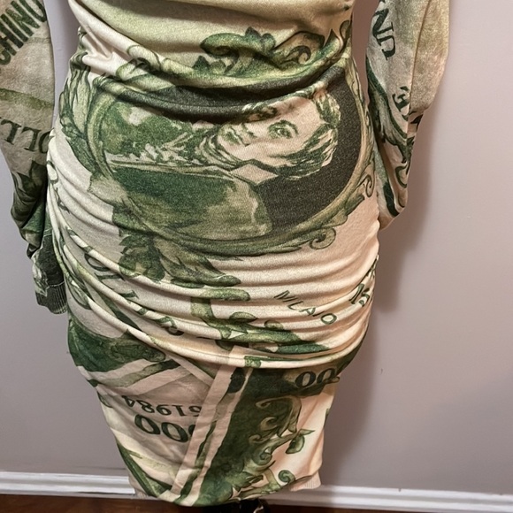 Moschino Couture Stretch Wool Dollar Bill Dress - Picture 4 of 16